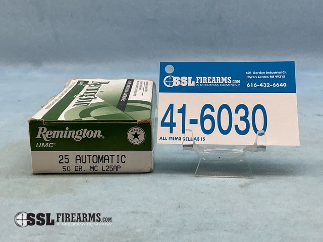 Lot 41-6030 - Lot of (50) RNDS Remington 50 GR FMJ .25 AUTO Ammunition