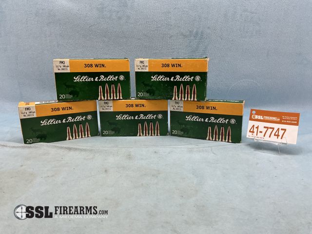 Lot 41-7747 - Lot of (100) Rounds of .308 WIN, Lellier &amp; Bellot, 180 Grain, FMJ, Rifle Rounds.