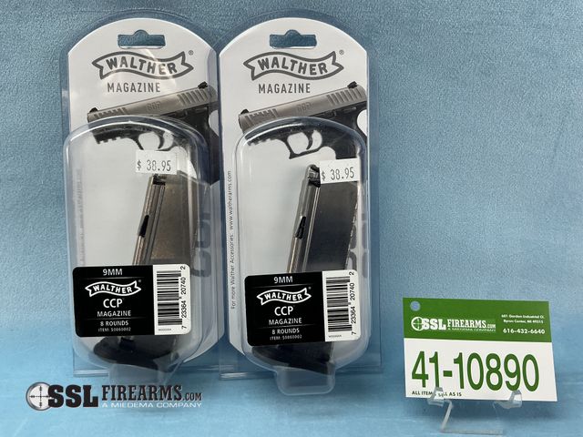 Lot 41-10890 - Lot of (2) 8 RND 9MM Walther CCP Magazines