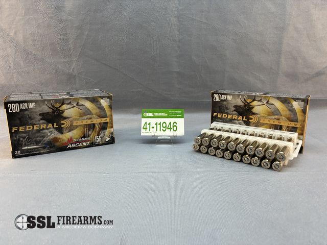 Lot 41-11946 - Lot of (80) rounds of Federal Premium Terminal Ascent .280 Ackley Improved, 155 Grain.