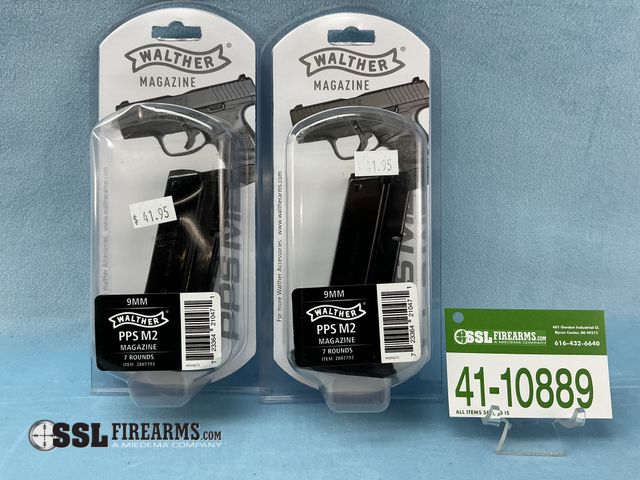 Lot 41-10889 - Lot of (2) 7 RND 9MM Walther PPS M2 Magazines
