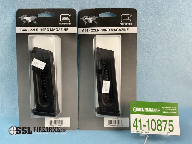Lot 41-10875 - Lot of (2) 10 RND .22 LR Glock 44 Magazines