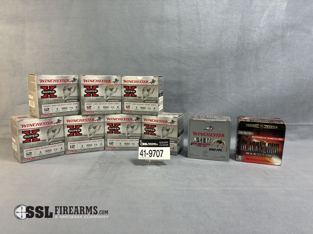 Lot 41-9707 - Mixed lot of (225) 12ga shotgun ammunition: (175) rounds of Winchester Super-X, 12ga, 3in. (25) roun...
