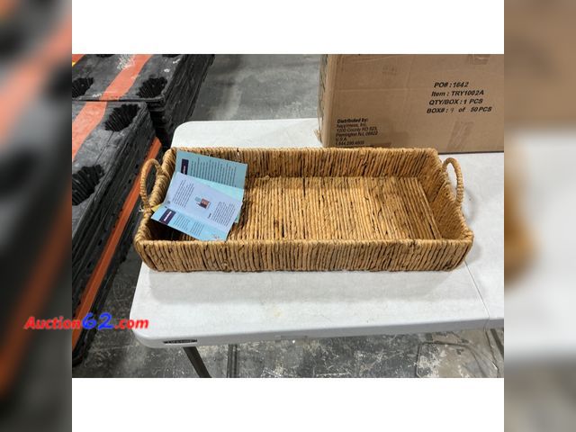Lot 44-1138i - HAPPIMESS Rectangular Tray Abaca, Natural - TRY1002A, Home Decor Not Tested Appears New, A basic inspection has been given to this item. Sol...