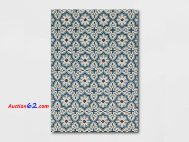 Lot 44-650p - 5'x7' Tonal Tile Outdoor Area Rug Blue - Threshold™ Appears New, A basic inspection has been given to this item. Sold AS-IS. Not Tested