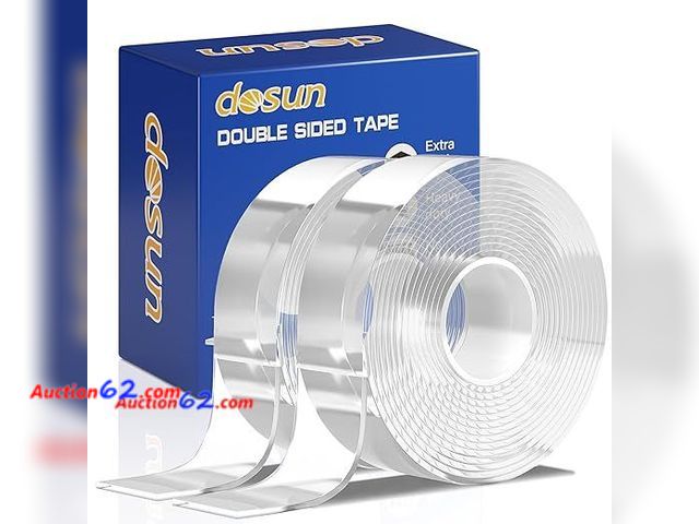 Lot 44-9048j - dosun Double Sided Tape, 0.06" Thick with Enhanced Adhesion.2 Rolls of Reusable 120" x 1.18" Nano-Clear Tape Appears New, A basic inspection...