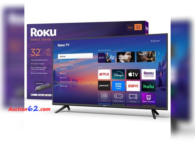 Lot 44-199p - (Missing (2) Screws) Roku Smart TV 2025 – 32-Inch Select Series, 720p HD TV – RokuTV with Voice Remote – Flat Screen LED Television with Wi-...