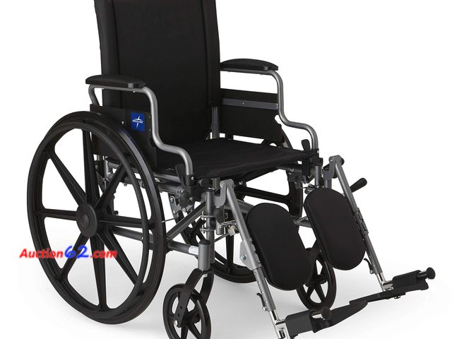 Lot 44-183j - $255.82 Retail price - Medline Lightweight Wheelchair for Adults With Swing-Back, Desk-Length Arms, Elevating Leg Rests; 18W" x 16"D Seat Ap...