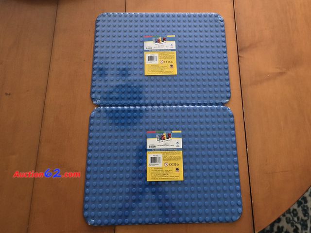 Lot 44-3020q - Lot of 2 - Blue Classic Big Briks Baseplate 15" x 10.5"  100% Compatible with All Major Brands |Large Pegs for Toddlers|Two Blue Flat Bottom...