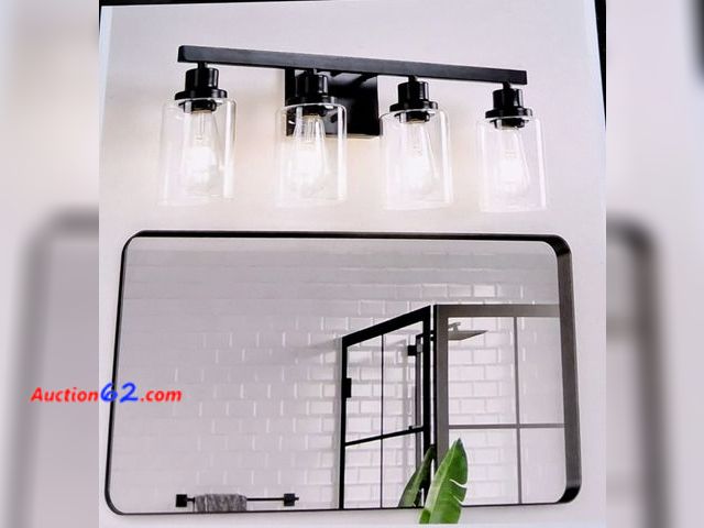 Lot 44-7232e - 4-lights bathroom vanity light modern matte black wall sconce lighting with clear glass shade E-Commerce Return, A basic inspection has been...