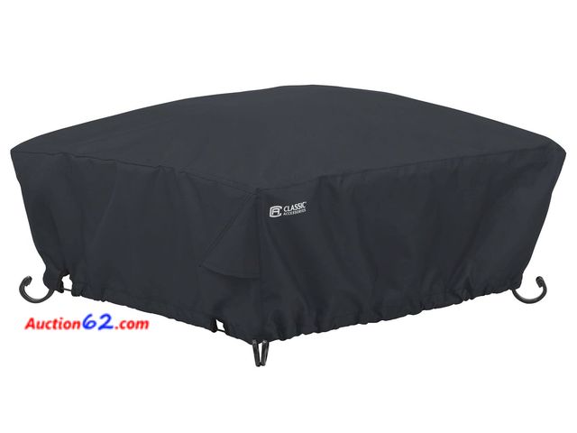Lot 44-1597p - Classic Accessories Water-Resistant 30 Inch Square Fire Pit Cover, Outdoor Firepit Cover Appears New, A basic inspection has been given to t...
