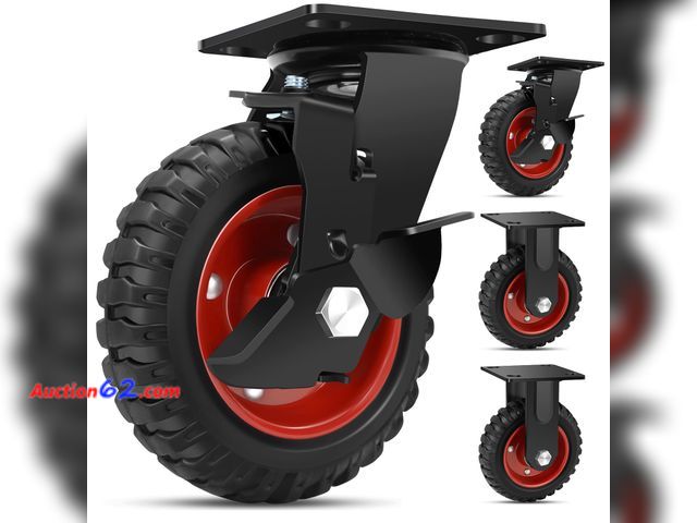 Lot 44-235m - $83.99 Retail price - W B D WEIBIDA 6 Inch Heavy Duty Caster Wheels Set of 4, 1800 LBS Outdoor Industrial Wheels Swivel Large Rubber Casters...