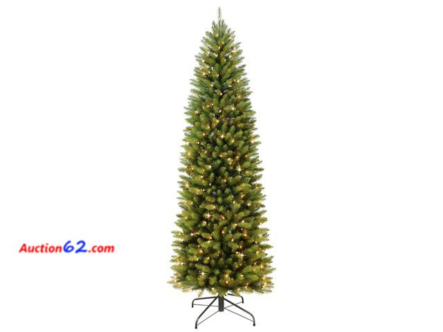 Lot 44-1597j - $200.99 Retail price - Puleo International 6.5ft Pre-Lit Fraser Fir Pencil Christmas Tree with 250 Clear Lights, 826 Realistic Dense Branch ...
