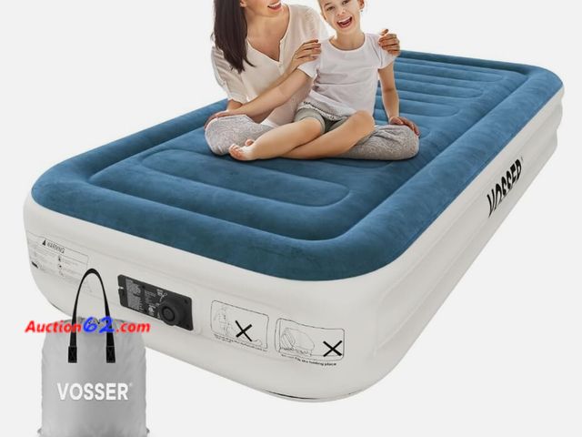 Lot 44-186g - Retail of $67.99- Vosser Twin Air Mattress with Built-in Pump, 15” Inflatable Bed for Home Camping- Packaged  Appears New, A basic inspectio...