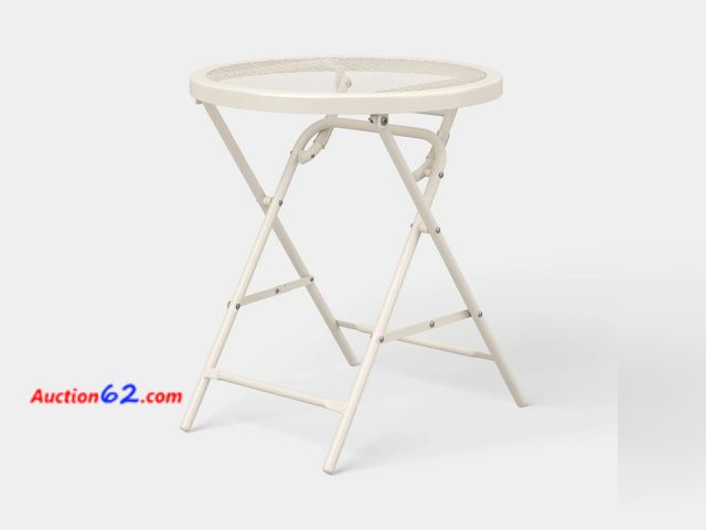 Lot 44-133 - Steel Round Metal Mesh Accent Patio End Table Ivory - Room Essentials™ See All Photo's E-Commerce Return, A basic inspection has been given ...