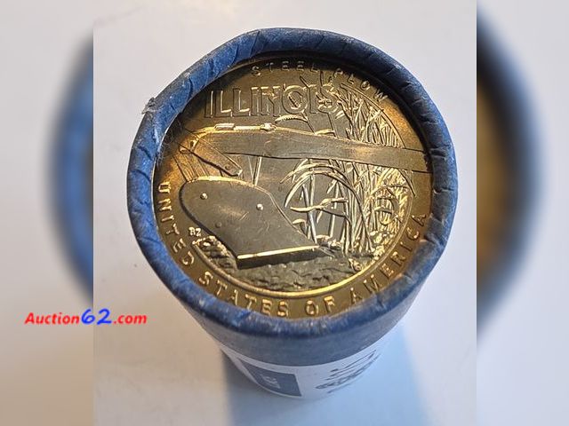 Lot 44-8352k - FULL MINT ISSUE ROLL OF TWENTY FIVE (25) UNCIRCULATED 2024-P AMERICAN INNOVATION ILLINOIS DOLLAR COINS! $25 IN FACE VALUE ALONE! END COIN HA...