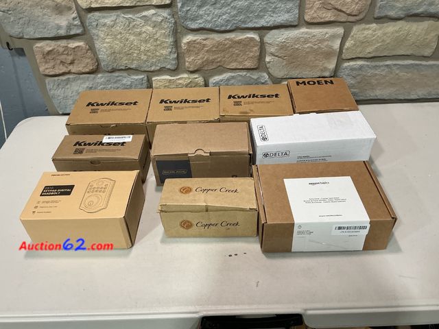 Lot 44-1694f - $300 Retail price - Kwikset, Moen, Delta, Amazon Basics, Copper Creek, AKAGEAR Lot - Door Hardware, Faucets, Keypad Deadbolt See All Photo's...