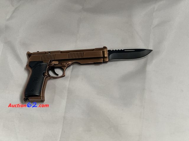 Lot 44-6060o - Gun-shaped knife with blue flame, wind proof torch lighter(needs fluid). New. Opened for photos. Kentucky Cutlery. See All Photo's Tested & ...