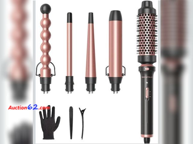 Lot 44-7133i - Wavytalk 5-in-1 curling wand set, multi curl, curling wand set with thermal brush and 4 interchangeable ceramic curling wand (0.5"-1.5"), in...