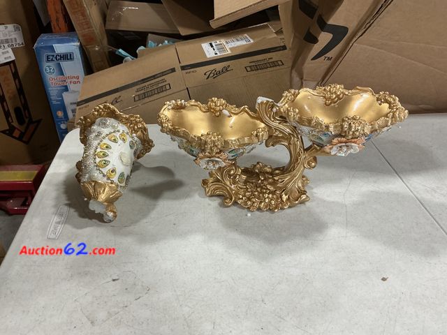 Lot 44-4028w - $119.99 Retail price - XIJIXILI Elegant Large Flower Vases with 2 Tiered Fruit Bowl for Kitchen Counter, Resin Fruit Basket Plate for Snack,...