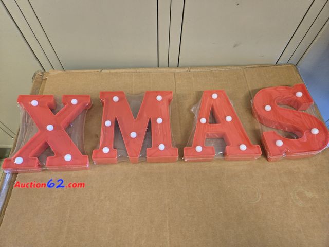 Lot 44-6616w - Vanleonet Christmas Decorations Indoor, Christmas Decor 4 LED Marquee Light Up Letters Sign "XMAS" Appears New, A basic inspection has been ...