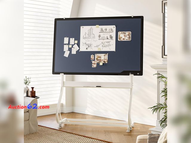 Lot 44-562e - $249.99 Retail price - Ohsypnyx Mobile LCD Writing Board with Stand,50x34 Inch Rolling White Board on Wheels,Portable Message Blackboard Rol...