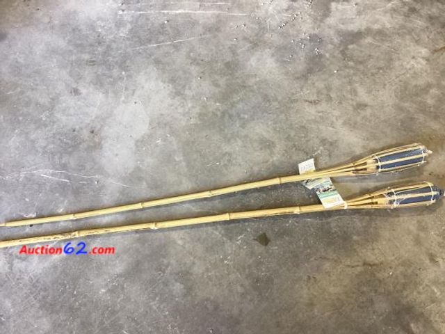 Lot 44-107p - Lot of (2) Patio Essentials 60.04" Basic Painted Bamboo Outdoor Torch Blue E-Commerce Return, A basic inspection has been given to this item...