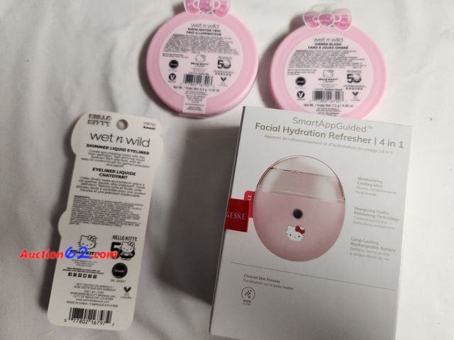 Lot 44-2331b - 1 Hello Kitty Facial Hydration Refresher 4 in 1 Elle No 1 Beauty Innovation. 1 wet n wild Highlighter, 1 wet and wild ombre blush. New in fa...