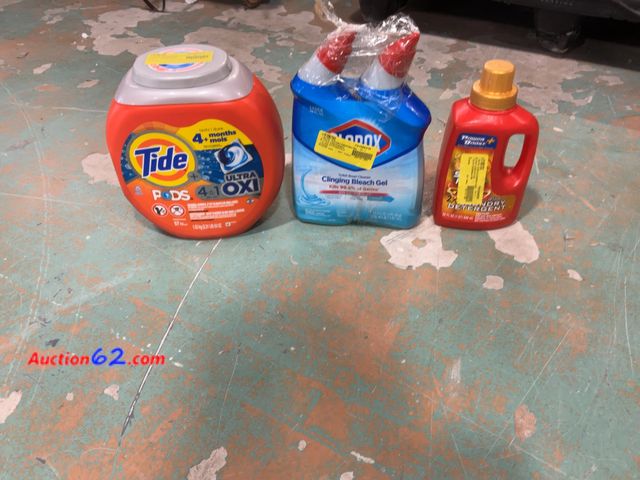 Lot 44-904p - Tide, Clorox, Xtra - Laundry &amp; Household Cleaning Essentials Bundle - PODS 4 in 1 OXI, Clinging Bleach Gel, Laundry Detergent E-Commerce...