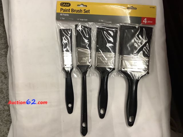 Lot 44-6120a - 4 Paint Brush Set, 1” Flat, 1.5” Angle Sash, 2” Flat, 3” Flat Appears New, A basic inspection has been given to this item. Sold AS-IS. See A...