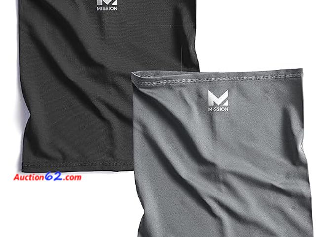Lot 44-5308s - Lot of (6) MISSION Youth Cooling Compact 6-in-1 Neck Gaiter - 2 Per Each Pack, Black &amp; Charcoal - Lightweight &amp; Durable - Cools Up t...
