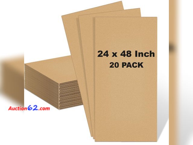 Lot 44-586e - Henoyso 20 Pack 24 x 48 Inch Corrugated Cardboard Sheets Flat Cardboard Sheets Packaging Inserts Flat Square Inserts Squares Separators for ...