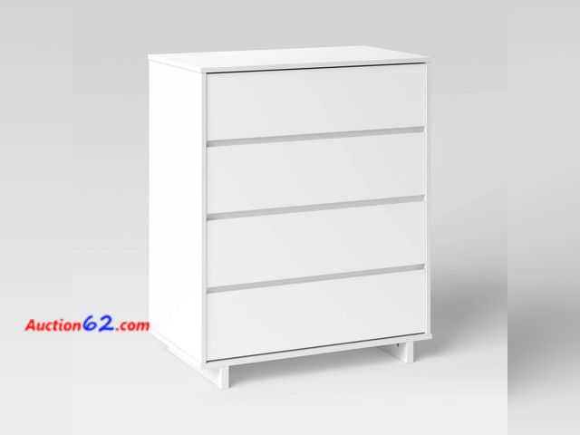 Lot 44-759a - $200 Retail price - Modern 4 Drawer Dorm Dresser White - Room Essentials™: Laminated, Streamlined, with Anti-Tip Hardware Appears New, A bas...