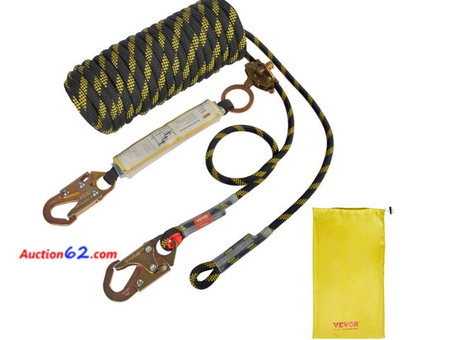 Lot 44-162b - VEVOR Vertical Lifeline Assembly, 0.55'' x 100' Fall Protection Rope with 30 KN Breaking Tension, Polyester Roofing Rope with Steel Snap Hoo...