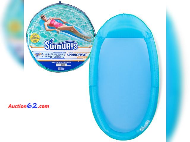 Lot 44-1532 - SwimWays, Spring Float Premiun Blue Lounge Chair Appears New, A basic inspection has been given to this item. Sold AS-IS., Not Tested