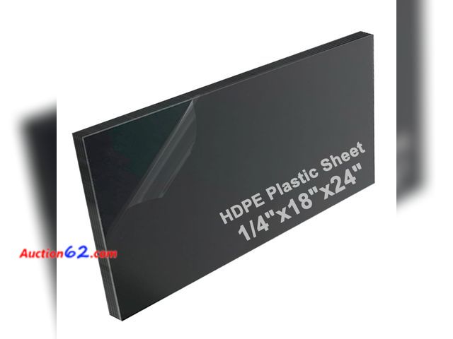 Lot 44-133o - High-Density Polyethylene (HDPE) Plastic Sheet 1/4" Thick 18" X 24"- Black HDPE Sheet,for Machining, Home Improvements, DIY Projects, Engine...