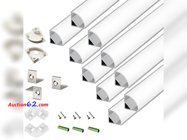 Lot 44-678o - THMOOTHER 10-Pack 3.3FT 1Meter V Shape LED Strip Aluminum Channel Diffuser System, Extruded Alu Track Milky Cover with Corner Connector and ...