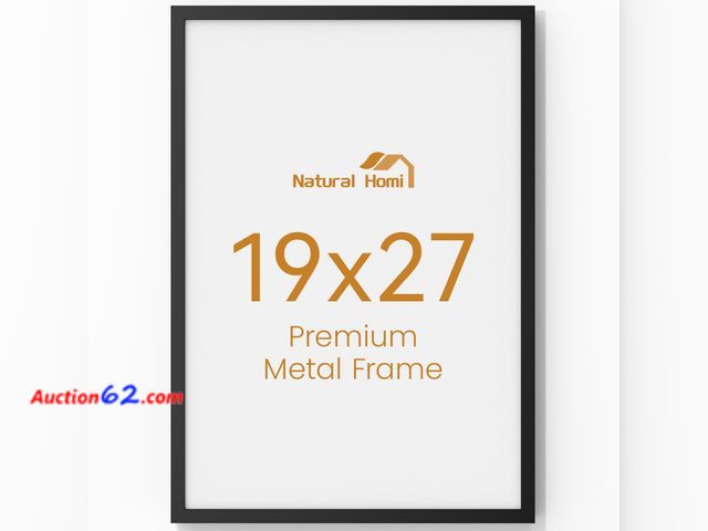 Lot 44-150e - 19x27 Picture Frame Oak Wood,19"x27"Black Color Wooden Frames with Tempered Glass,27x19 inch Wall Gallery Poster Frame with No Mat,19 by 27 ...