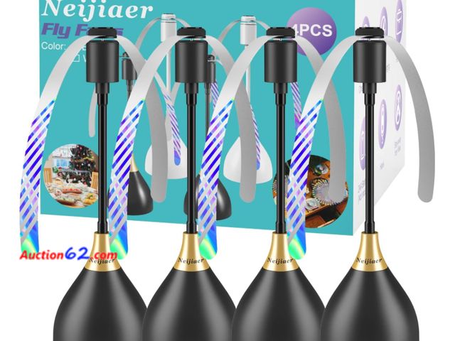 Lot 44-1653p - $50 Retail value- Neijiaer Fly Fans Sanbiao-1, Portable Holographic Blade Fly Repellent, 4-Pack Black Appears New, A basic inspection has be...