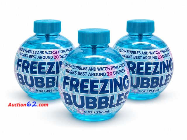 Lot 44-6148m - Set of 3 Freezing Bubbles, 9oz/266ml,  Blow Bubbles and watch them freeze. Appears New, A basic inspection has been given to this item. Sold...