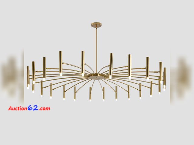 Lot 44-1641n - $252.99 Retail price - KCO Lighting Mid Century Modern Gold Sputnik Chandelier 24-Light Antique Brushed Brass Large LED Chandeliers Farmhous...
