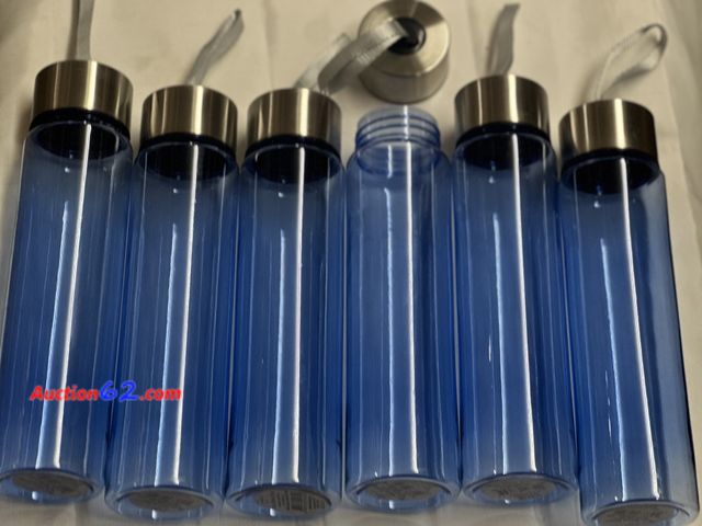 Lot 44-6140w - Set of 6 blue 18oz mainstays water bottles. New. Opened for photos. See All Photo's Tested & Working Never opened, Factory Sealed