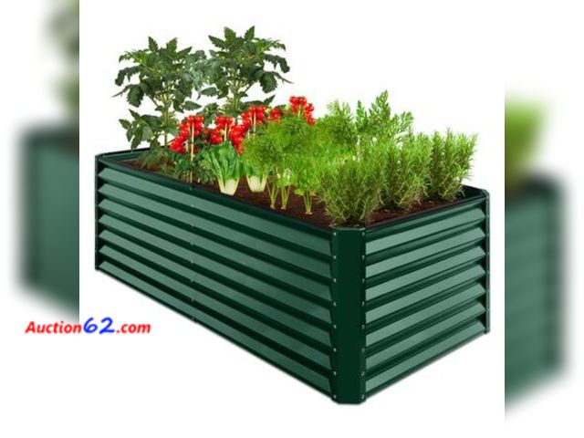 Lot 44-7164j - 6×3×2ft outdoor metal raised garden bed for vegetables, flowers, herbs, dark green  E-Commerce Return, A basic inspection has been given to ...