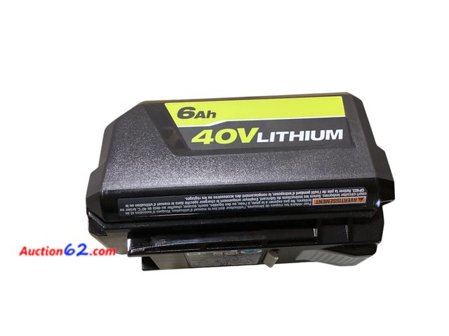 Lot 44-93g - OEM Ryobi 40V 40 Volt Lithium Ion 6.0 Ah 6Ah Battery  Powers on, not tested further