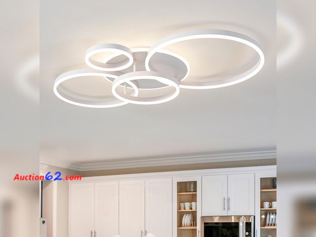 Lot 44-454o - $123.49 Retail price - O'NEELDY Modern Light Fixtures Ceiling Flush Mount Modern Led Ceiling Lights 5-Light Dimmable Led Chandelier White La...