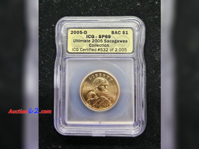 Lot 44-8331o - 2005 SATIN FINISH SACAGAWEA DOLLAR GRADED SP69 (MINT STATE) BY IGC FROM THE ULTIMATE 2005 SACAGAWEA COLLECTION. THIS IS A SPECIAL SATIN FINI...