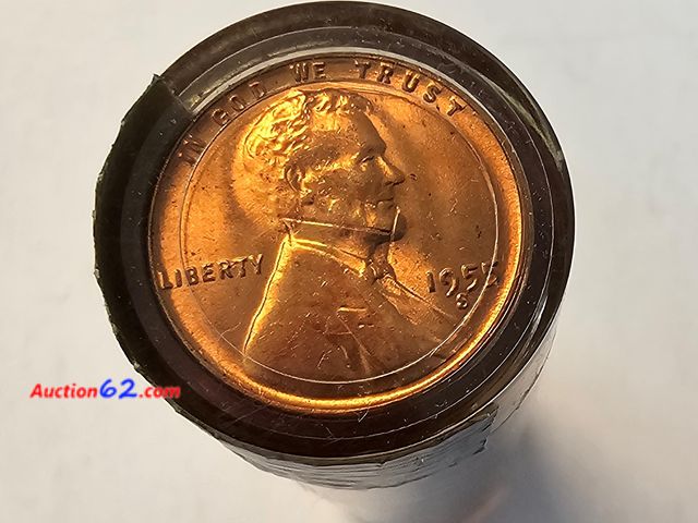Lot 44-8332v - BRILLIANT UNCIRCULATED ROLL OF 1955-S LINCOLN WHEAT CENTS. MINTED IN SAN FRANCISCO.-NT