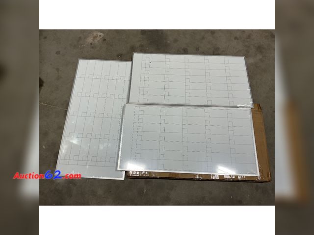 Lot 44-4088w - Lot of 3 Whiteboards with Grid Layout Appears New, A basic inspection has been given to this item. Sold AS-IS. Dented See All Photo's