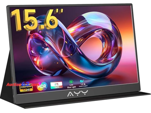 Lot 44-6686g - AYY Portable Monitor 15.6inch 1080P FHD USB-C, HDMI Computer Display HDR IPS Gaming Monitor w/Premium Smart Cover &amp; Screen Protector, Sp...