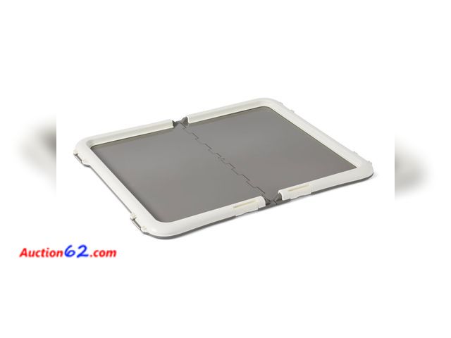 Lot 44-5608M - Amazon Basics Dog Training Pad Holder with Secured Latches, Extra Thick and Non-Slip Base, Recycled Plastic, 28 x 34 inch, Large, White and ...